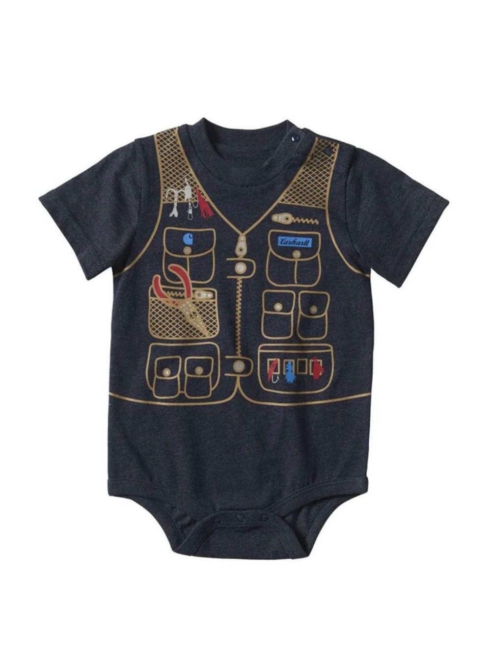 Carhartt Baby Boy’s Short-Sleeve Fishing Vest Graphic Bodysuit, 12 Months